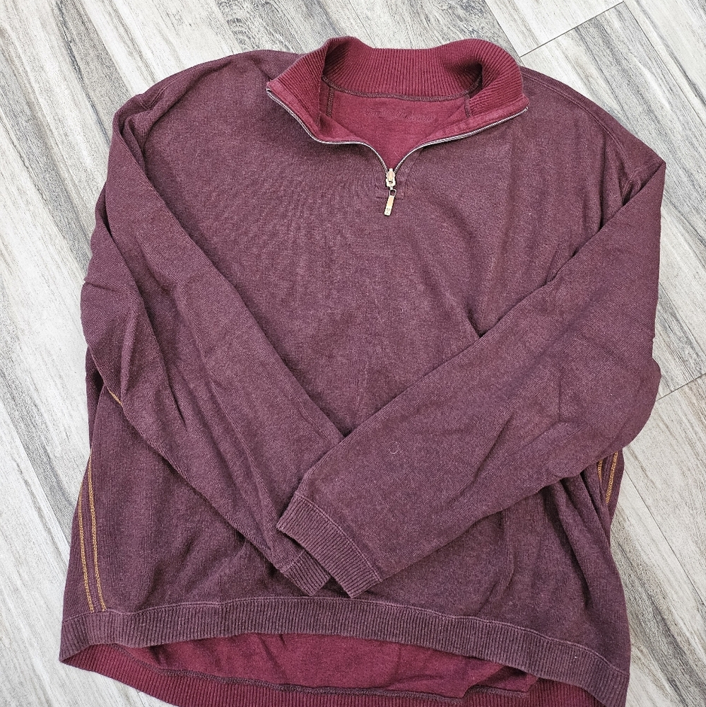 Men's Burgundy Quarter Zip Sweater